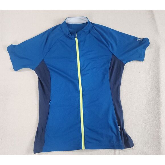 Pants - Kitsbow Shirt Womens L Cycling Back Pockets Zip Wind Suit Blue Short‎ Sleeve